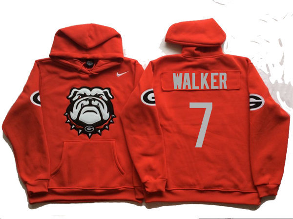 Men's #7 Quay Walker Georgia Bulldogs Stitched College Football Game Pullover Hoodie Nike Red S-3XL