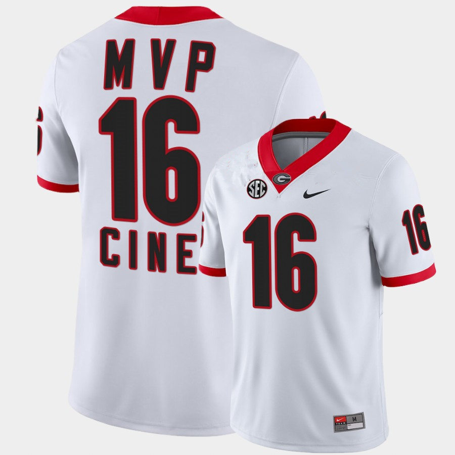 Mens #16 Lewis Cine Georgia Bulldogs Stitched Nike White College Football Game MVP Jersey S-3XL