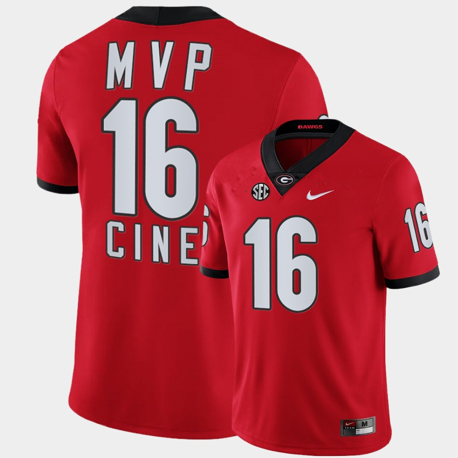 Mens #16 Lewis Cine Georgia Bulldogs Stitched Nike Team Color Red College Football Game MVP Jersey S-3XL