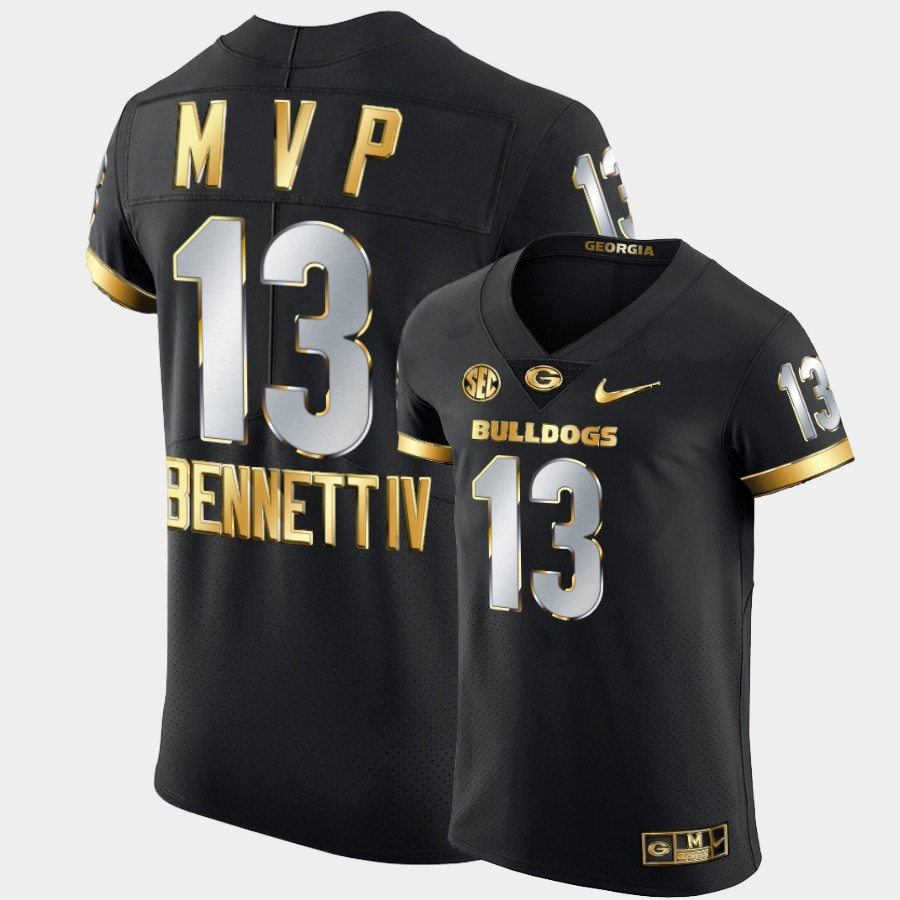Mens #13 Stetson Bennett Georgia Bulldogs Stitched Nike Gold College Football Game MVP Jersey S-3XL