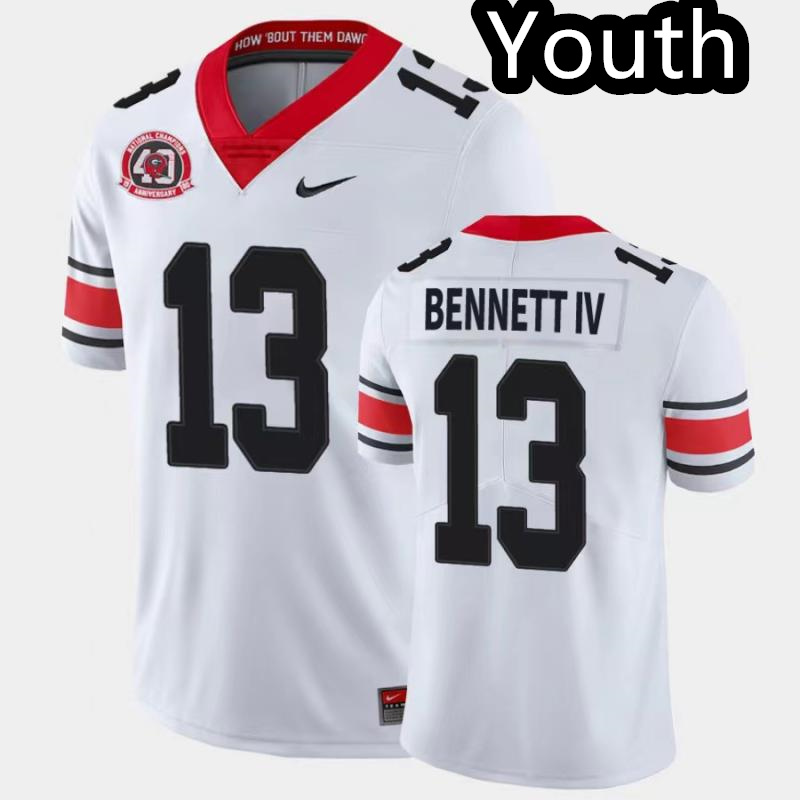 Youths #13 Stetson Bennett Georgia Bulldogs Stitched Nike White Alternate 40th anniversary College Football Game Jersey S-2XL