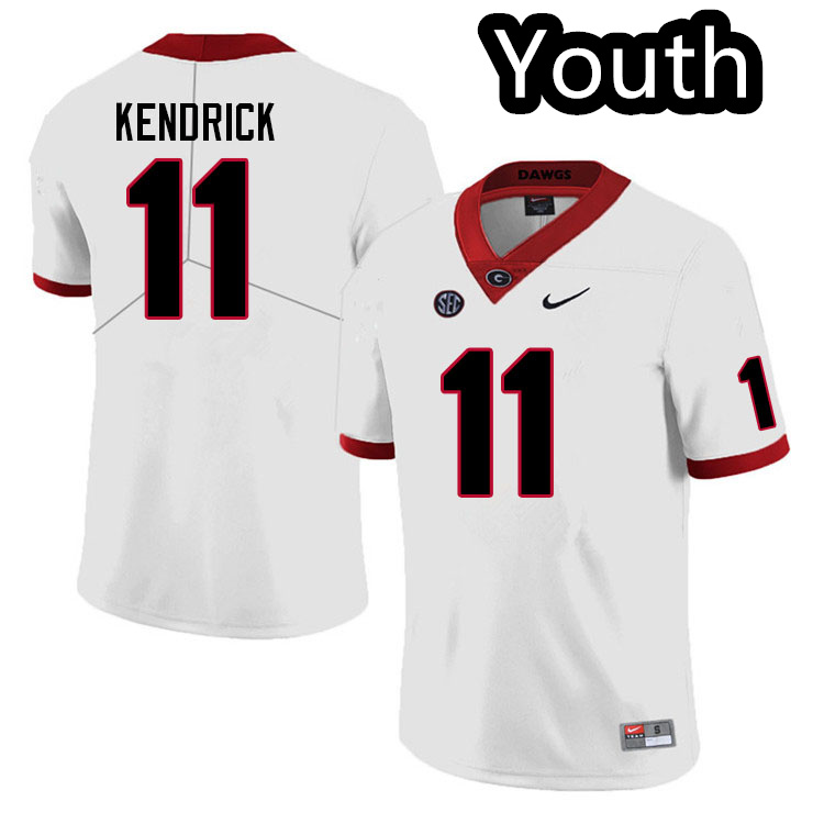 Youths #11 Derion Kendrick Georgia Bulldogs Stitched Nike White College Football Game Jersey S-2XL