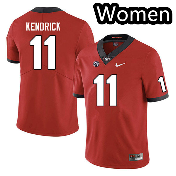 Womens #11 Derion Kendrick Georgia Bulldogs Stitched Nike Team Color Red College Football Game Jersey S-2XL