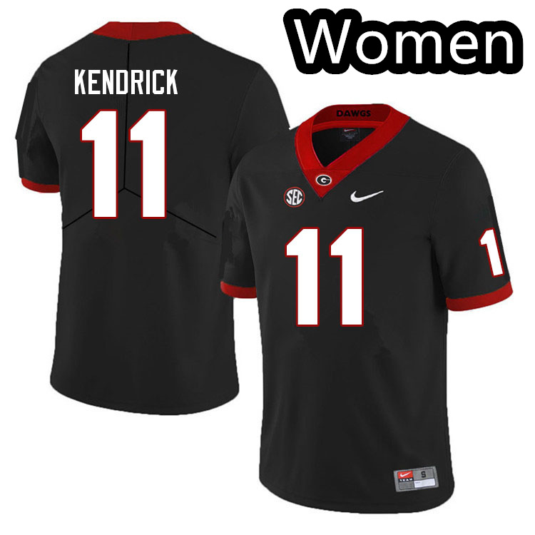 Womens #11 Derion Kendrick Georgia Bulldogs Stitched Nike Black Alternate Mascot 100th Anniversary College Football Game Jersey S-2XL