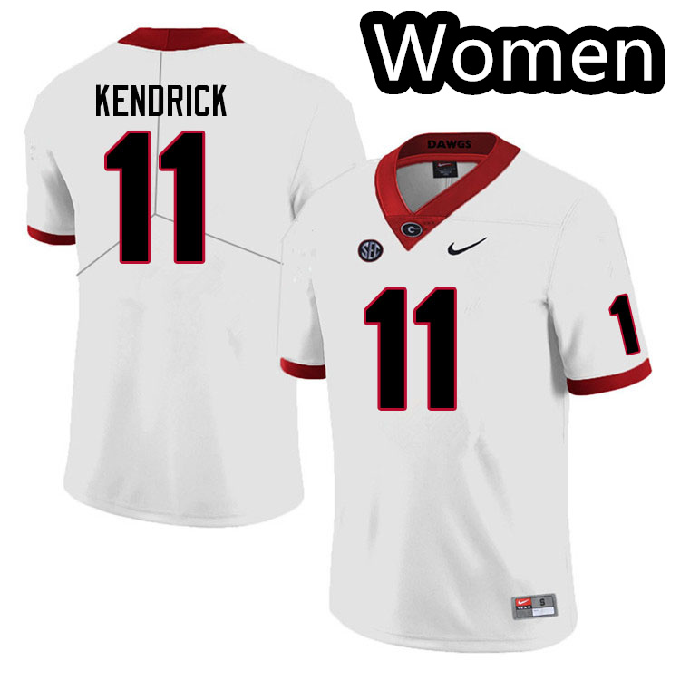 Womens #11 Derion Kendrick Georgia Bulldogs Stitched Nike White College Football Game Jersey S-2XL