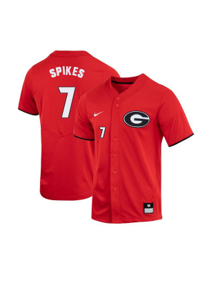 Men's #7 Garrett Spikes Georgia Bulldogs Nike Red Alumni Baseball Player Jersey