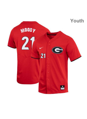 Youth's #21 Logan Moody Georgia Bulldogs Nike Red Alumni Baseball Player Jersey