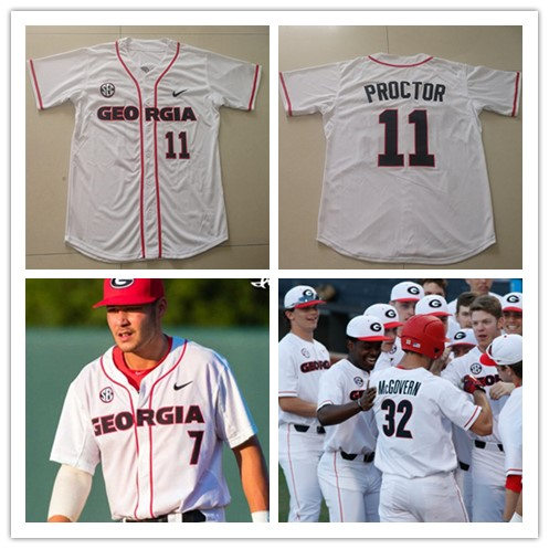Men's Custom Georgia Bulldogs Nike White College Baseball Game Jersey