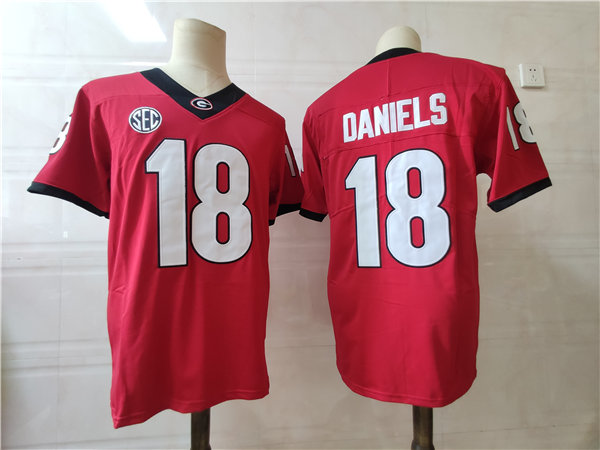 Mens #18 JT Daniels Georgia Bulldogs Stitched Nike Team Color Red College Football Game Jersey S-3XL