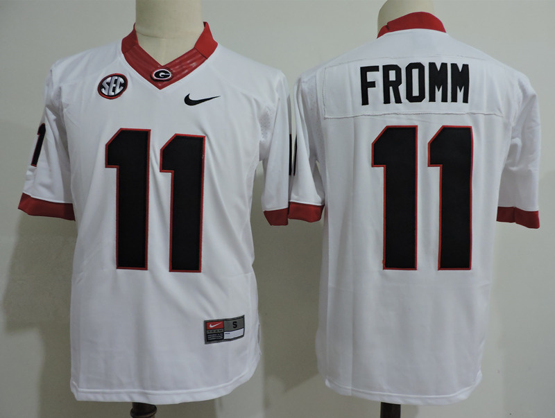 Mens #11 Jake Fromm Georgia Bulldogs Stitched Nike White College Football Game Jersey S-3XL