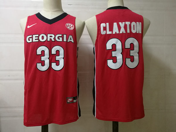 Men's #33 Nicolas Claxton Georgia Bulldogs Nike Crimson Stitched College Basketball Jersey