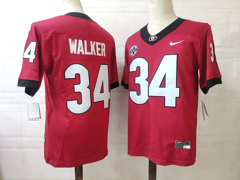 Mens #34 Herschel Walker Georgia Bulldogs Stitched Nike Team Color Red College Football Game Jersey S-3XL