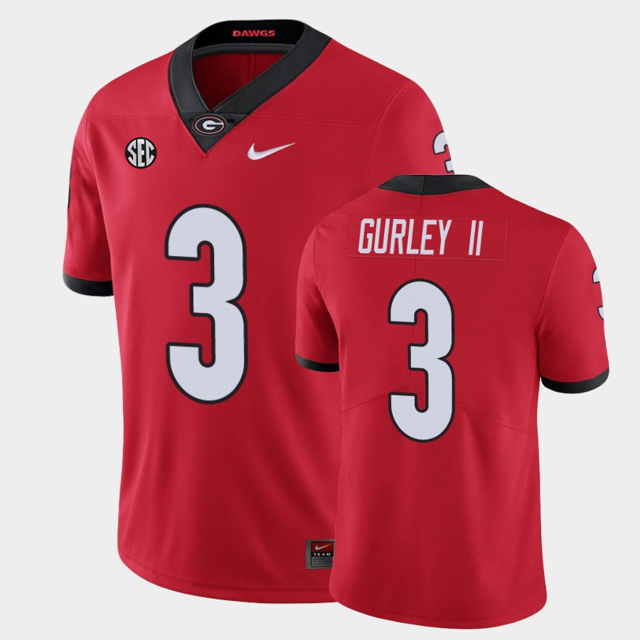 Mens #3 Todd Gurley II Georgia Bulldogs Stitched Nike Team Color Red College Football Game Jersey S-3XL