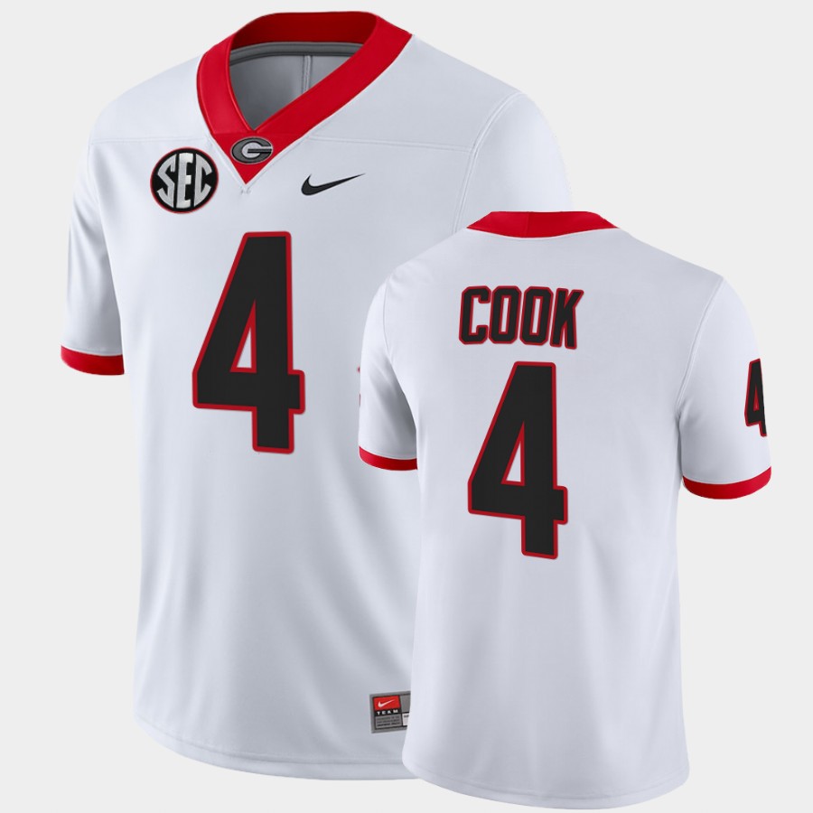 Mens #4  James Cook Georgia Bulldogs Stitched Nike White College Football Game Jersey S-3XL