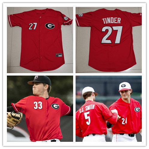 Men's Custom Georgia Bulldogs Nike Red College Baseball Game Jersey