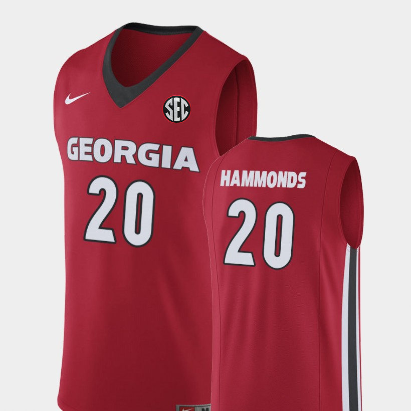 Men's #20 Rayshaun Hammonds Georgia Bulldogs Nike Red Stitched College Basketball Jersey